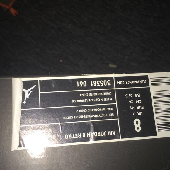 Jordan 8s black/gym red - Picture 2 of 2